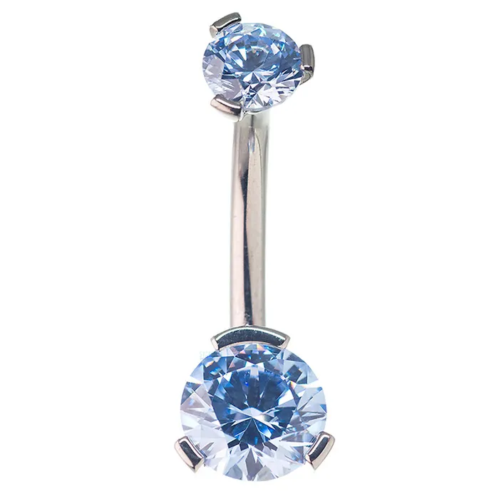 Industrial Strength IS 3 ProngSet Faceted Gem Navel Curve Earrings
