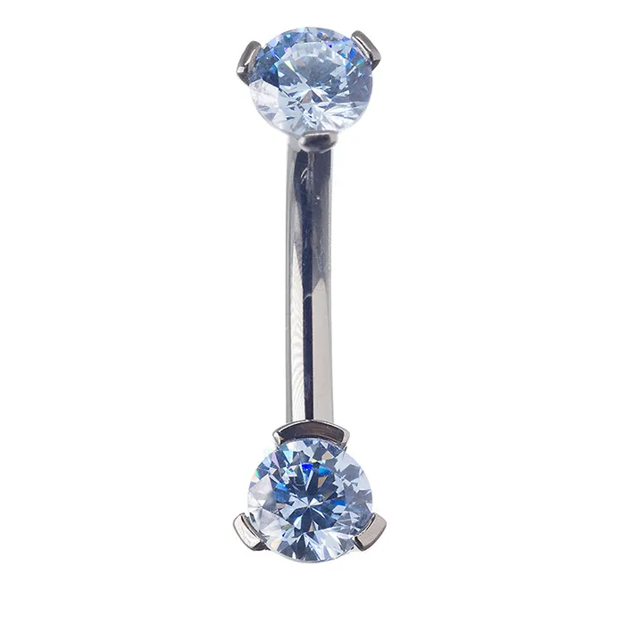 Industrial Strength IS 3 ProngSet Faceted Gem Navel Curve Earrings