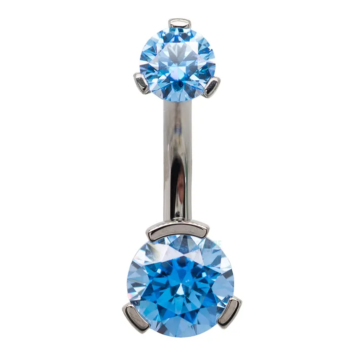 Industrial Strength IS 3 ProngSet Faceted Gem Navel Curve Earrings