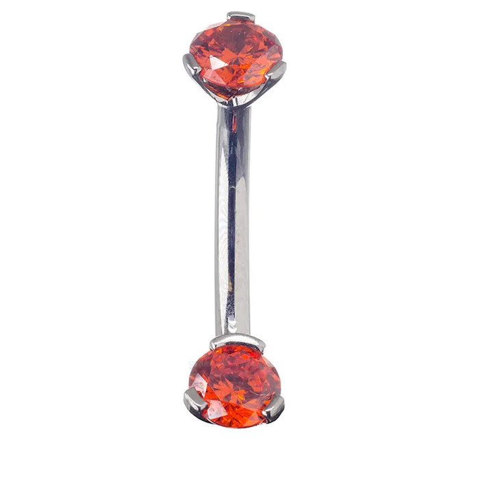 Industrial Strength IS 3 ProngSet Faceted Gem Navel Curve Earrings