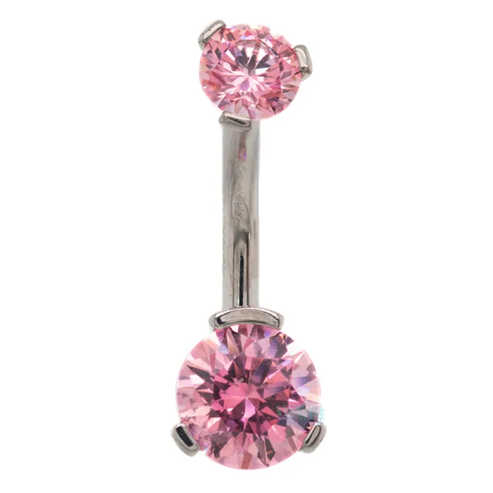 Industrial Strength IS 3 ProngSet Faceted Gem Navel Curve Earrings