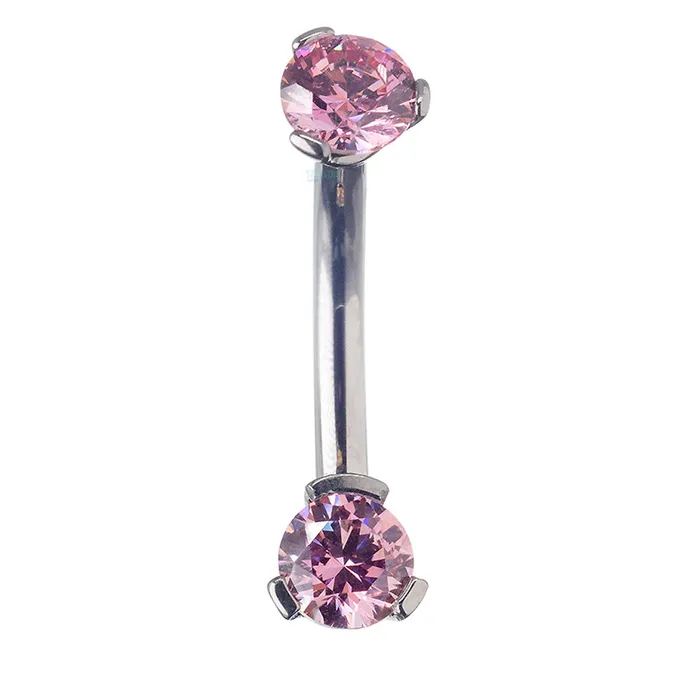Industrial Strength IS 3 ProngSet Faceted Gem Navel Curve Earrings