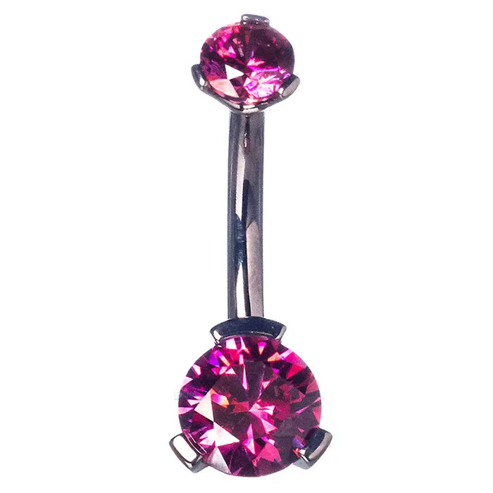 Industrial Strength IS 3 ProngSet Faceted Gem Navel Curve Earrings