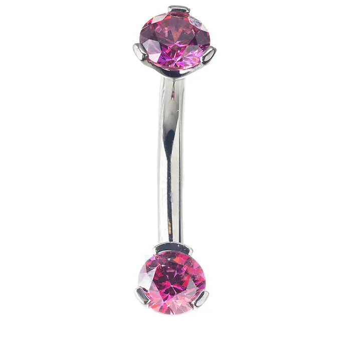 Industrial Strength IS 3 ProngSet Faceted Gem Navel Curve Earrings