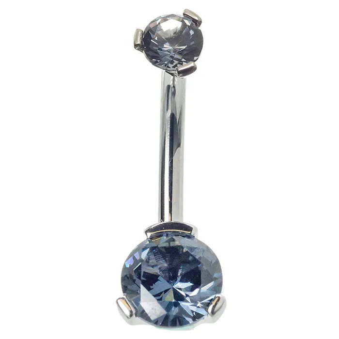 Industrial Strength IS 3 ProngSet Faceted Gem Navel Curve Earrings