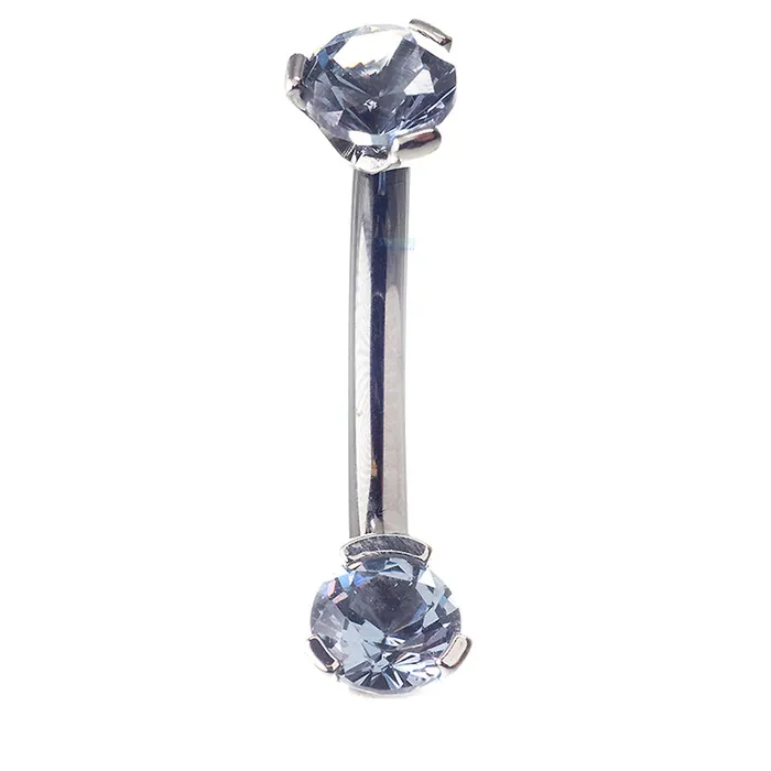 Industrial Strength IS 3 ProngSet Faceted Gem Navel Curve Earrings