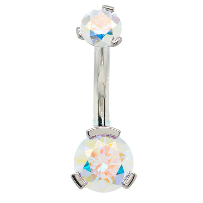 Industrial Strength IS 3 ProngSet Faceted Gem Navel Curve Earrings