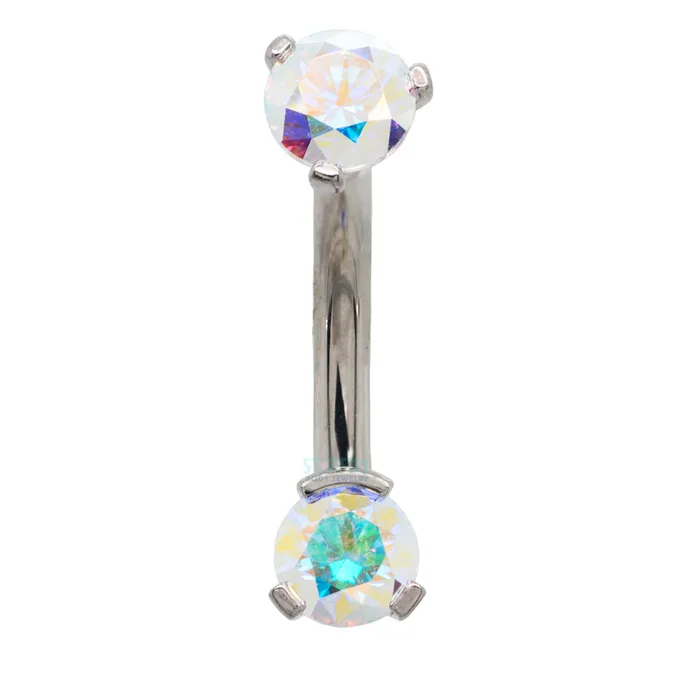Industrial Strength IS 3 ProngSet Faceted Gem Navel Curve Earrings