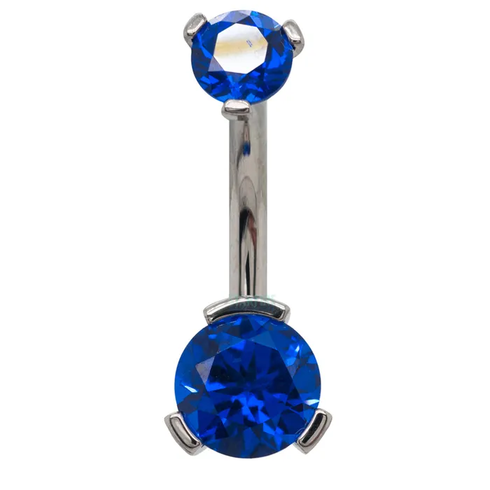 Industrial Strength IS 3 ProngSet Faceted Gem Navel Curve Earrings