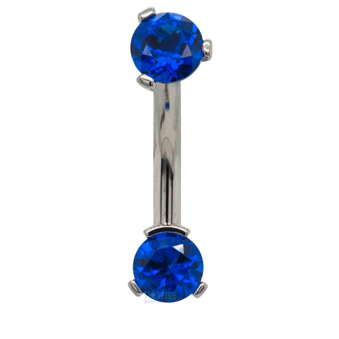 Industrial Strength IS 3 ProngSet Faceted Gem Navel Curve Earrings