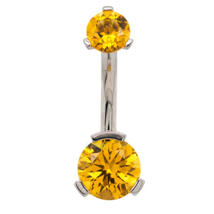 Industrial Strength IS 3 ProngSet Faceted Gem Navel Curve Earrings