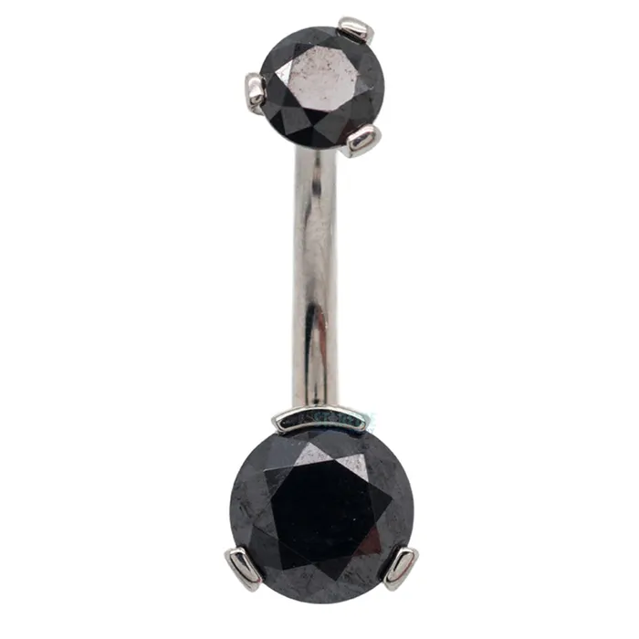 Industrial Strength IS 3 ProngSet Faceted Gem Navel Curve Earrings