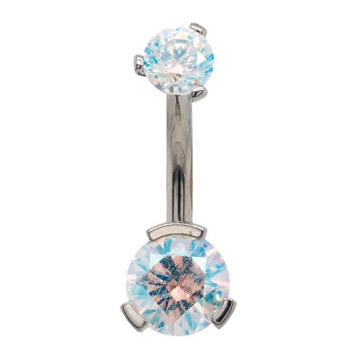 Industrial Strength IS 3 ProngSet Faceted Gem Navel Curve Earrings