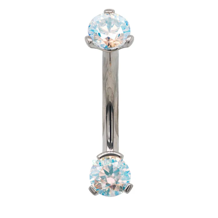 Industrial Strength IS 3 ProngSet Faceted Gem Navel Curve Earrings