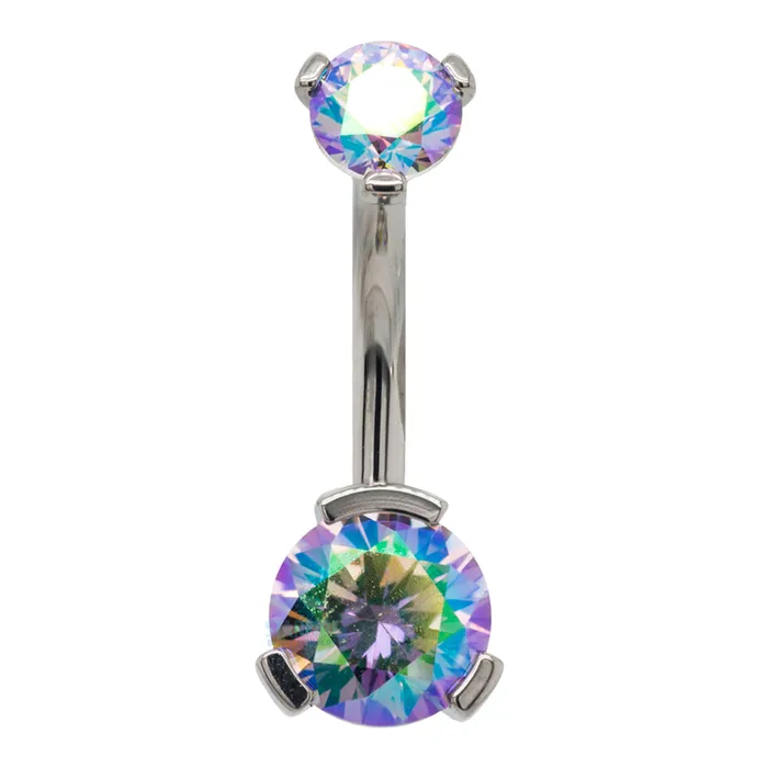Industrial Strength IS 3 ProngSet Faceted Gem Navel Curve Earrings