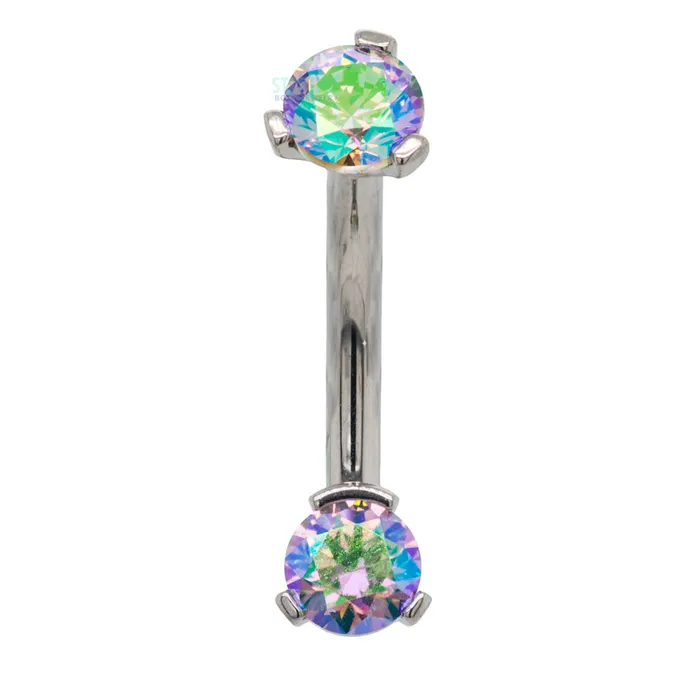 Industrial Strength IS 3 ProngSet Faceted Gem Navel Curve Earrings