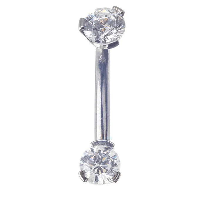Industrial Strength IS 3 ProngSet Faceted Gem Navel Curve Earrings