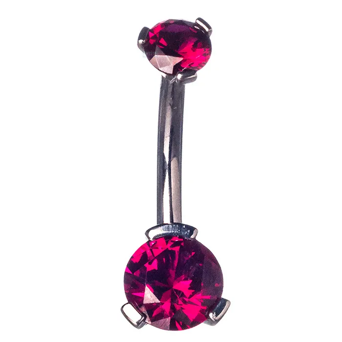 Industrial Strength IS 3 ProngSet Faceted Gem Navel Curve Earrings