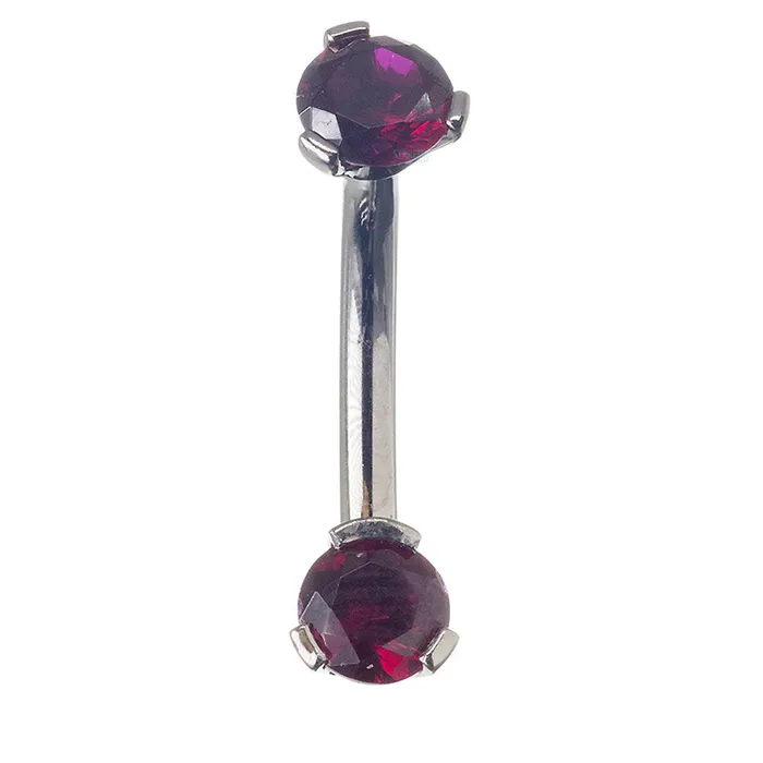 Industrial Strength IS 3 ProngSet Faceted Gem Navel Curve Earrings