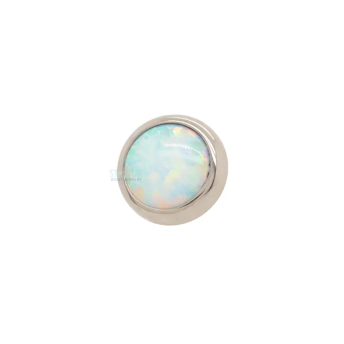 Industrial Strength IS 3mm BezelSet Opal Cabochon Threaded End Earrings