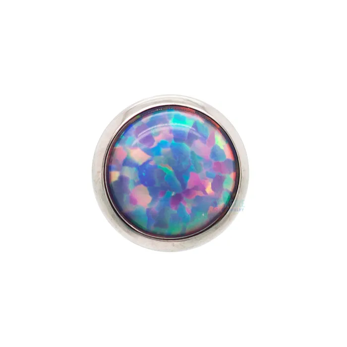 Industrial Strength IS 3mm BezelSet Opal Cabochon Threaded End Earrings