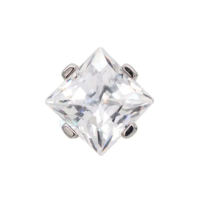 Industrial Strength IS Earrings 4mm ProngSet Square Princess StarCut Faceted Gem on Flatback