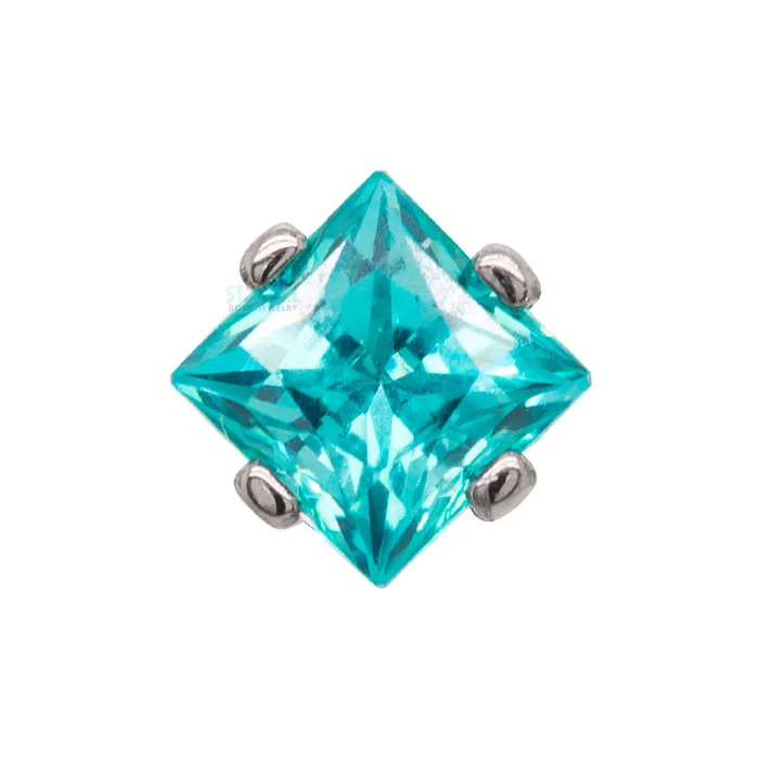 Industrial Strength IS Earrings 4mm ProngSet Square Princess StarCut Faceted Gem on Flatback