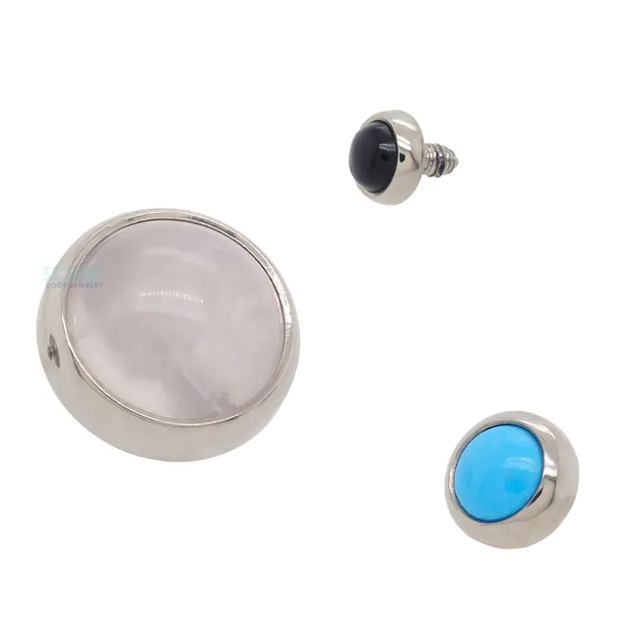 Industrial Strength IS Earrings 6mm BezelSet Natural Stone Threaded End