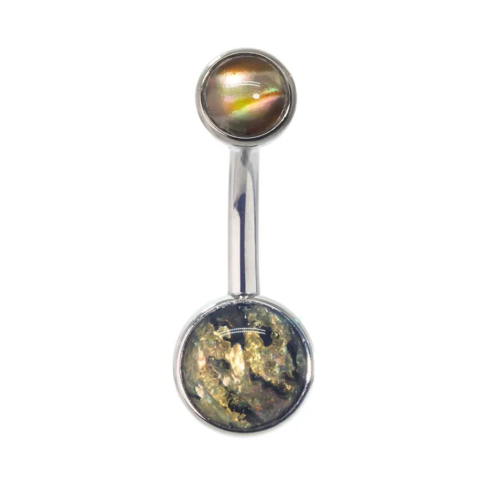 Industrial Strength IS Earrings Bezelset Natural Stone Cabochon Navel Curve