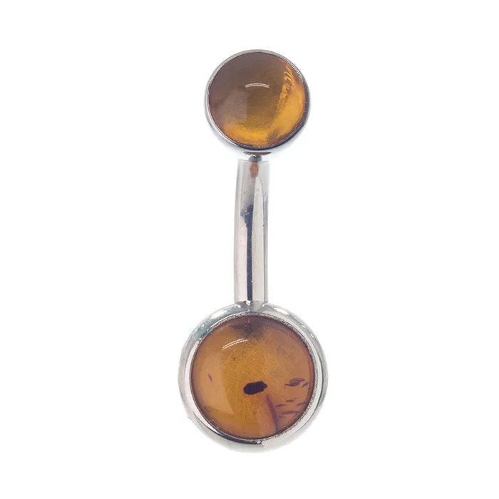 Industrial Strength IS Earrings Bezelset Natural Stone Cabochon Navel Curve