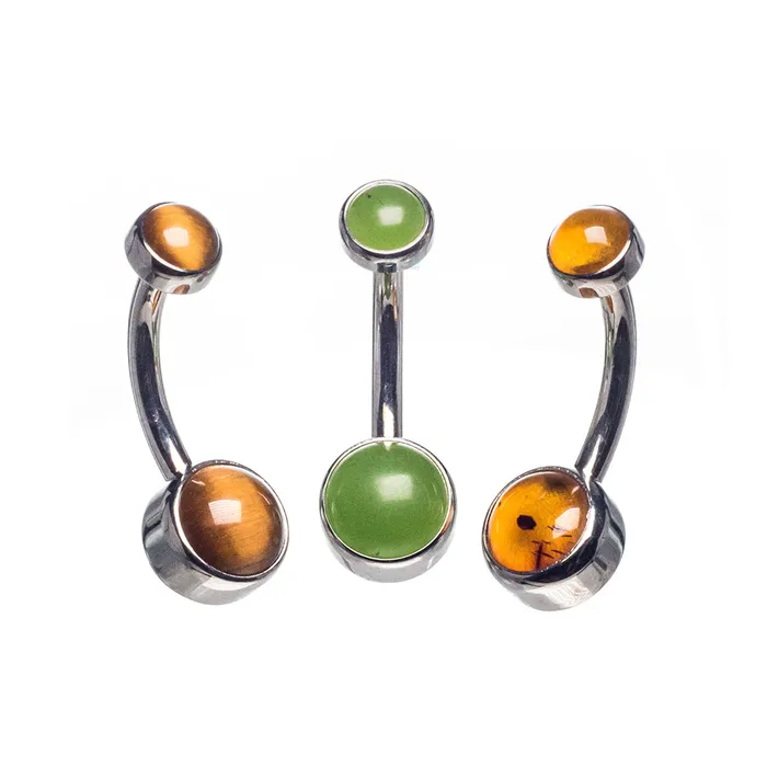Industrial Strength IS Earrings Bezelset Natural Stone Cabochon Navel Curve