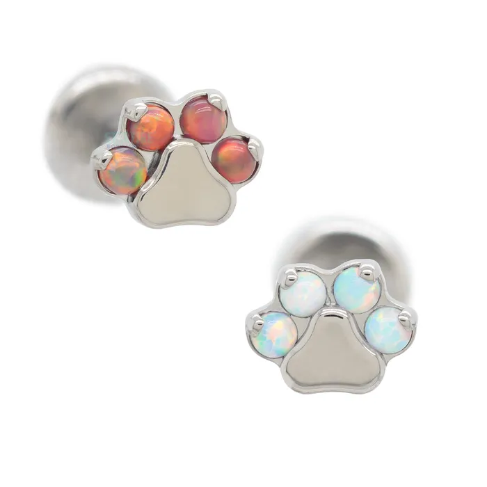 Industrial Strength IS Earrings Opal Paw Print on Flatback
