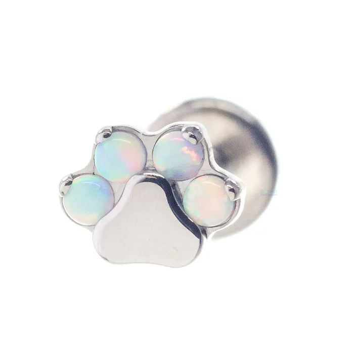 Industrial Strength IS Earrings Opal Paw Print on Flatback