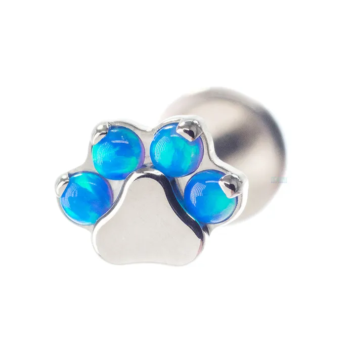 Industrial Strength IS Earrings Opal Paw Print on Flatback