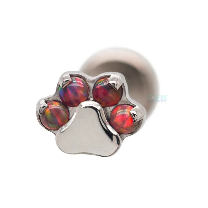 Industrial Strength IS Earrings Opal Paw Print on Flatback