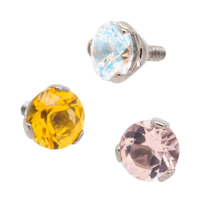 Industrial Strength IS Rings 3mm 3 ProngSet Threaded End with Faceted Gem
