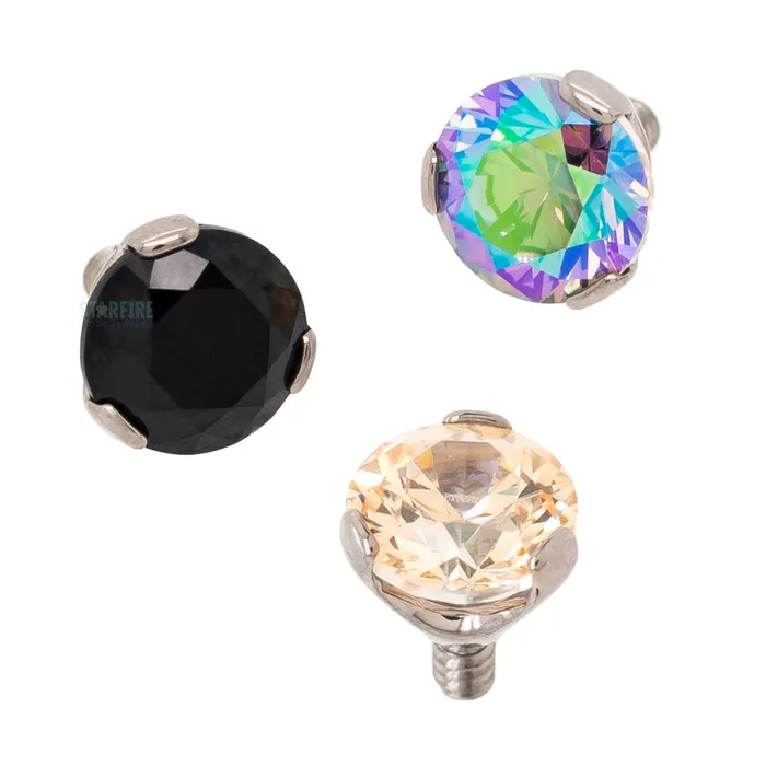 Industrial Strength IS Rings 3mm 3 ProngSet Threaded End with Faceted Gem