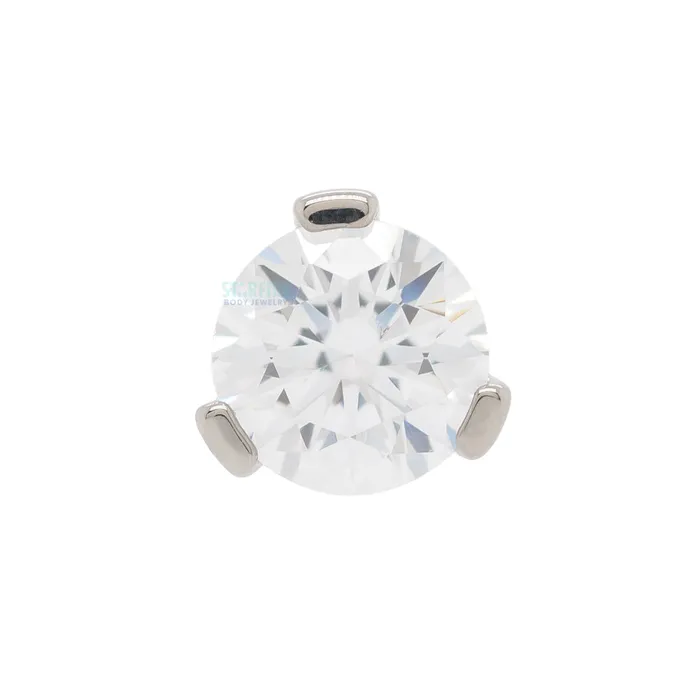 Industrial Strength IS Rings 3mm 3 ProngSet Threaded End with Faceted Gem