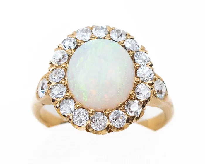 Isadoras A Rings Victorian Opal Diamond Halo Ring