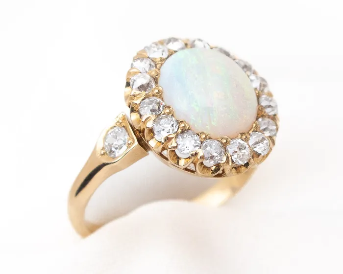 Isadoras A Rings Victorian Opal Diamond Halo Ring Isadoras A Rings Victorian Opal Diamond Halo Ring