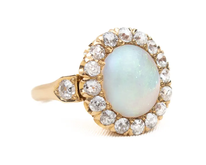 Isadoras A Rings Victorian Opal Diamond Halo Ring Isadoras A Rings Victorian Opal Diamond Halo Ring