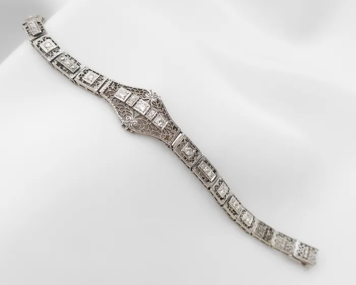 Isadoras C Art Deco Filigree Diamond Bracelet Bracelets