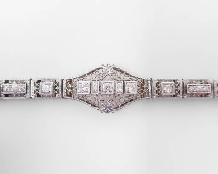 Isadoras C Art Deco Filigree Diamond Bracelet Bracelets