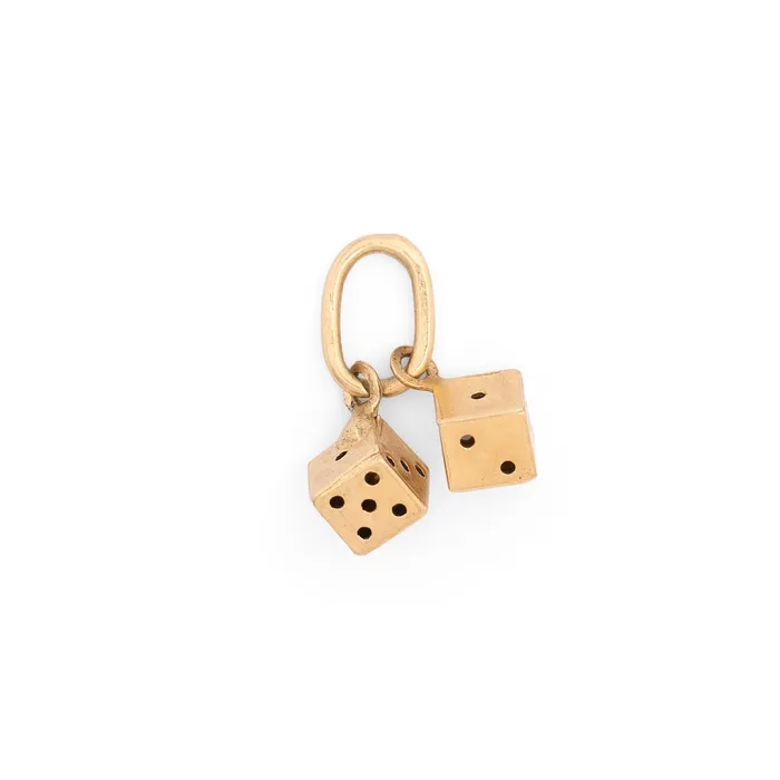 Italian Petite Pair of Dice 14K Gold Charm Vintage Earrings