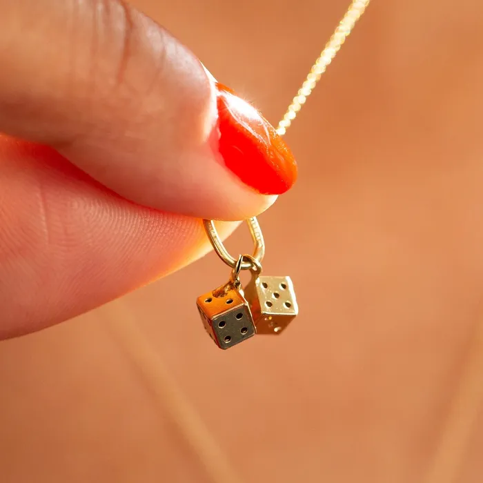 Italian Petite Pair of Dice 14K Gold Charm Vintage Earrings