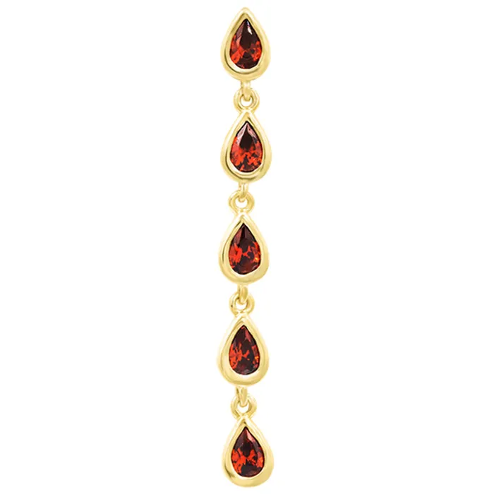 Junipurr Jewelry Earrings threadless Ayuna End in Gold with Garnet CZs