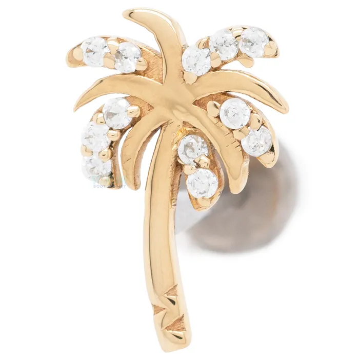 Kiwi Diamond Necklaces Pave Bloom Palm Tree in Gold Platinum with CZs on flatback Kiwi Diamond Necklaces Pave Bloom Palm Tree in Gold Platinum with CZs on flatback
