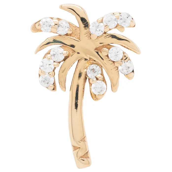 Kiwi Diamond Necklaces Pave Bloom Palm Tree in Gold Platinum with CZs on flatback