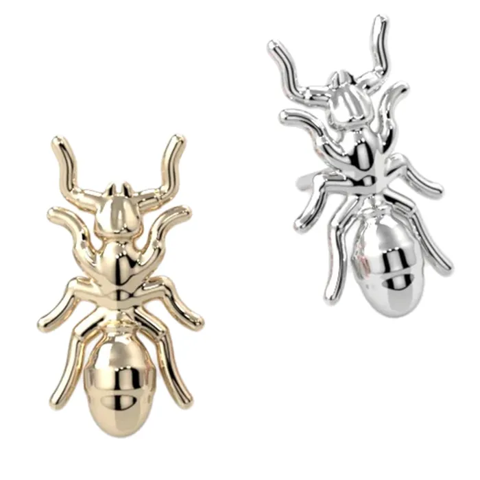 Kiwi Diamond threadless Ant End in Gold Platinum Earrings