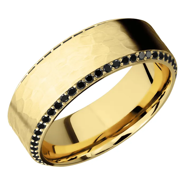 Lashbrook 14K Yellow Gold Band with Black Diamonds Rings Lashbrook 14K Yellow Gold Band with Black Diamonds Rings